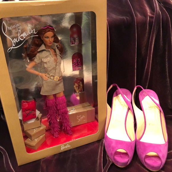 Louboutin Pink/Purple Suede slingbacks - Picture 6 of 8